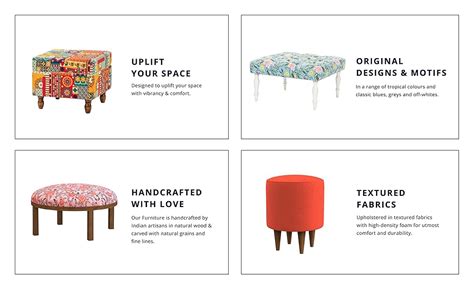 Chumbak English Ottoman - Beach Beige (2 Seater Ottoman, Sheesham Wood ...