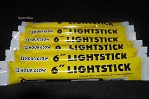 Set of 6 Yellow Jumbo 6 Inch 12 Hour Safety Glow Light Sticks : Amazon ...