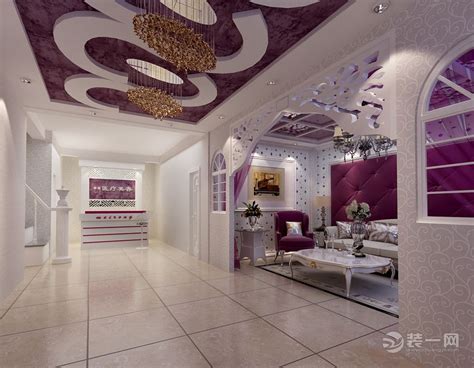 一楼大厅+(1)美容院 现代清新 紫色+白色装修设计效果图-家居美图_装一网装修效果图