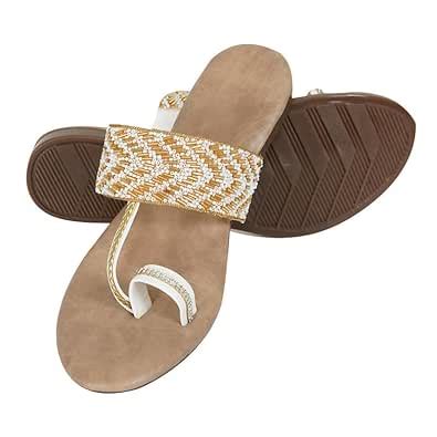 Buy DFR Flip Flops for Women Daily Use Comfortable Ethnic Moti Work ...