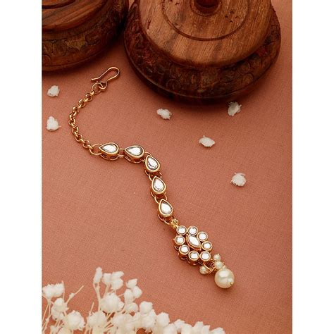 Buy Aatmana White Gold Plating Maang Tikka Online