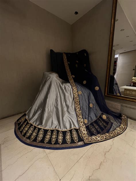 Grey & Navy lehenga set – Ranas Vogue