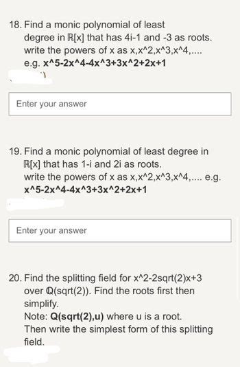 Monic Polynomial Examples 的图像结果