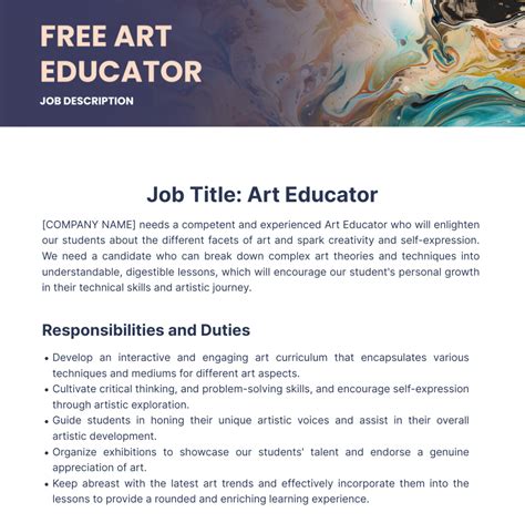 Job Description Of Art Teacher at Bailey Band blog