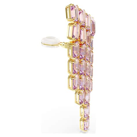 Millenia clip earrings, Octagon cut, Chandelier, Purple, Gold-tone plated