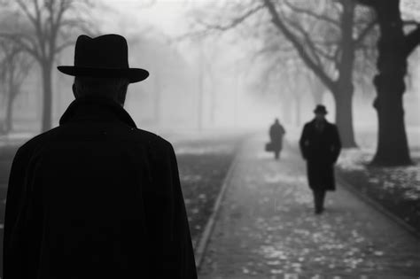 See related image detail. Mysterious Man in Foggy Alley Two Men in BlackandWhite One in Hat at ...