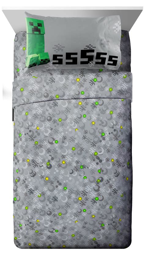 Minecraft Gray Blocks Kid's Twin Sheet Set, Gaming Bedding – Walmart ...