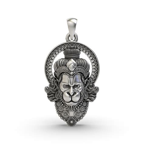 Silver Hanumanji Face Pendant - Intricately Crafted 925 Sterling Silve ...