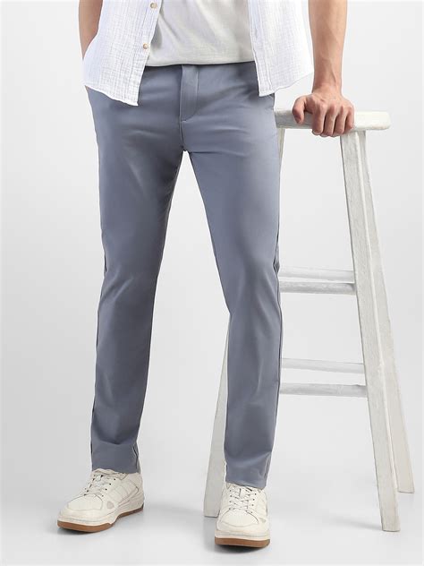 Men Blue Slim Fit Mid Rise Formal Trouser – FYVA