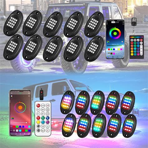 TDEExplorer.Lighting 2 Pack 10 Pods Underglow LED Light Kits, RGB Rock ...