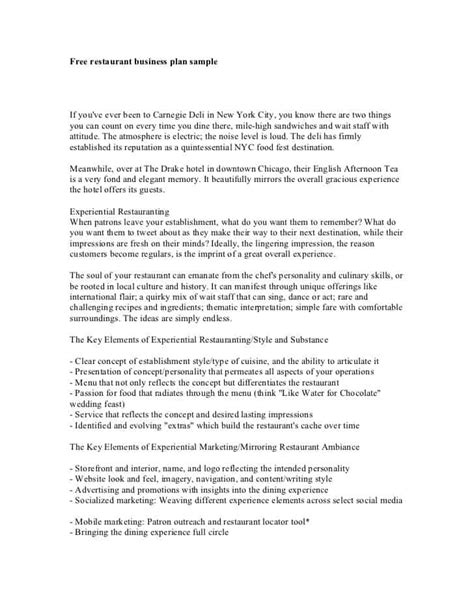 Image result for Restaurant Business Plan Examples