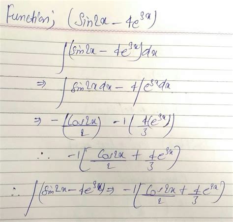 Question 5: sin 2x – 4 e^3x Class 12 - Math - Integrals - Brainly.in
