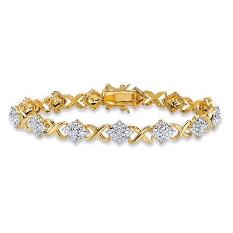 Seta Jewelry Diamond Accent Pave-Style 14k Yellow Gold "X and O" Tennis ...