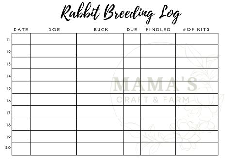 Rabbit Breeding Log Book at William Fetters blog
