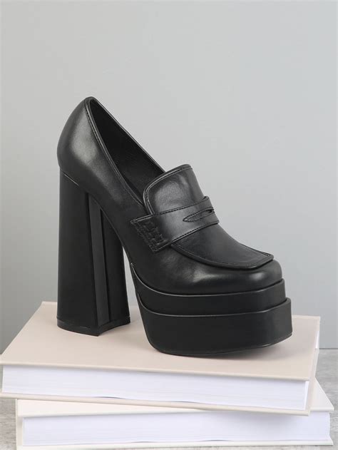 Platform Chunky Heeled Loafer Shoes | Shoes outfit fashion, Loafer ...