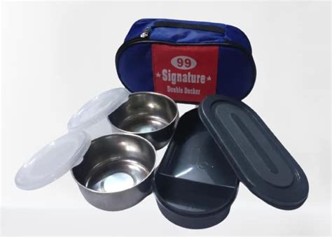 Buy Signature Lunch Box Stainless Steel Containers Set of 3, Blue for ...