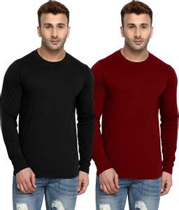 Lazy Chunks Solid Men Round Neck Maroon, Black T-Shirt - Buy Lazy ...