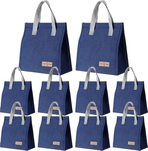 Amazon.com: Yinkin 10 Pieces Insulated Lunch Bag Bulk Lunch Box Large Reusable Leakproof Tote ...