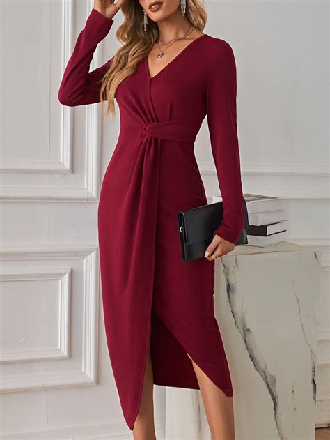 SHEIN Unity Surplice Neck Wrap Hem Dress | SHEIN USA