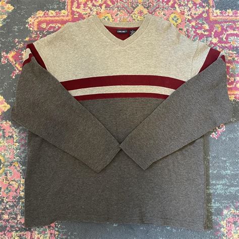 Cherokee gray red stripe sweater #depop #sweater... - Depop