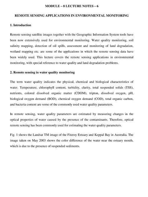Lecture 35 - Remote Sensing - MODULE – 8 LECTURE NOTES – 6 REMOTE ...