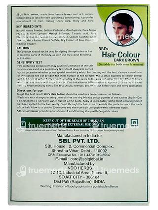 Sbls Hair Colour Dark Brown Sachets 12 - Uses, Side Effects, Dosage ...