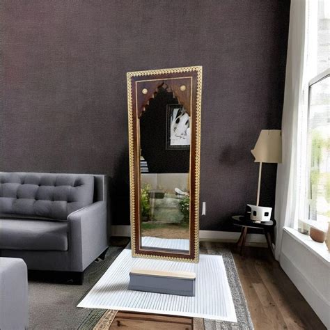 Home Centre Garnet Standing Mirror - Brown, Framed, Rectangular, Floor ...