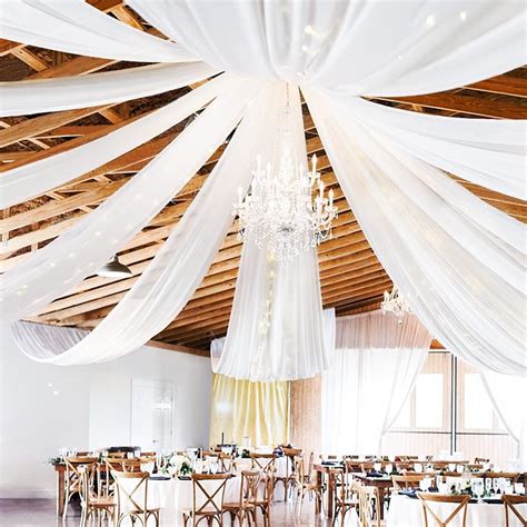 Amazon.com: MO Distributing 10ft x 20ft White Ceiling Drapes Sheer Curtain Panels Fire Retardant ... - where to buy upholstery fabric near me