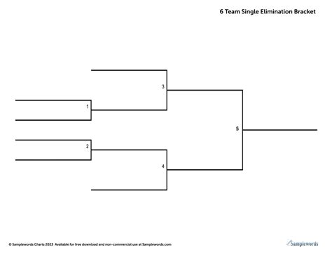 Free Printable 6-team Tournament Brackets Single or Double Elimination