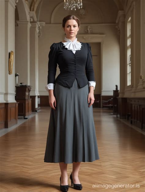 Serious German Governess Stands in Hallway Holding Razor Strap | AI ...