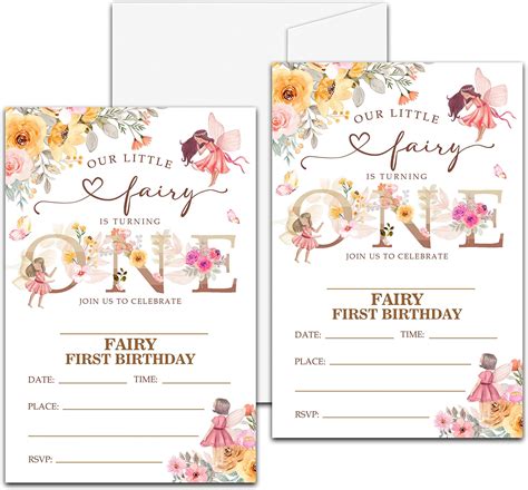 Amazon.com : Fairy 1st Birthday Party Invitation, Garden Fairy Themed ...