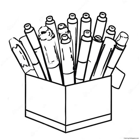 Colorful Markers In A Box Coloring Page (47014-37165)