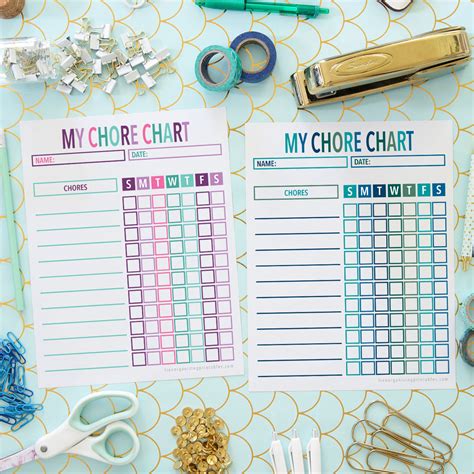 Free Printable Chore Charts for Kids and Adults