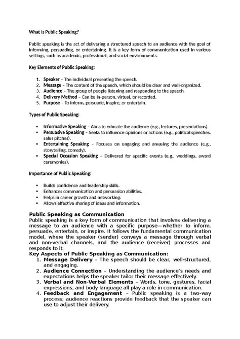 Pub spe unit 1 - It is about Public Speaking - What is Public Speaking ...