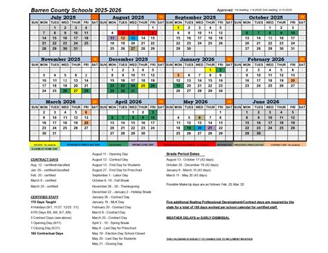 Barren County School District KY Calendar 25-26 Revised [PDF] - EduCounty