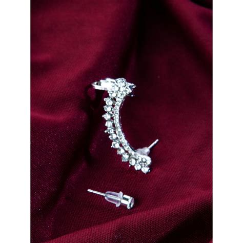 Buy KAZO Silver Studded Ear Cuff With Stud Online