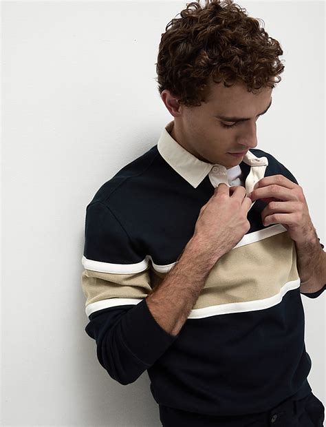 Buy Pure Cotton Pique Colour Block Sweatshirt at Marks & Spencer