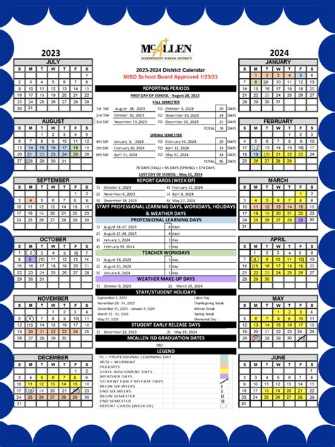 2023-2024 McAllen ISD School Calendar | Andrew Jackson Elementary