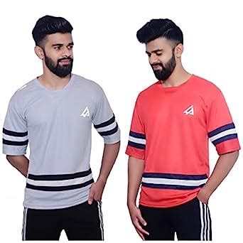 Buy Level Up-Half Sleeves Drop Shoulder Polyester Oversized T Shirts ...