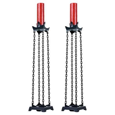 Pair of Gothic Metal Chain Link Torchiere Floor Standing Candle Holders ...