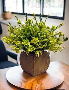 Buy Dekorly Artificial Plants Wooden Potted Plastic Fake Green Plant ...