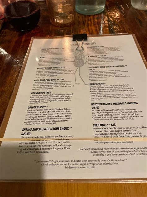 Menu at The Floridian Restaurant, St. Augustine, 72 Spanish St #3638