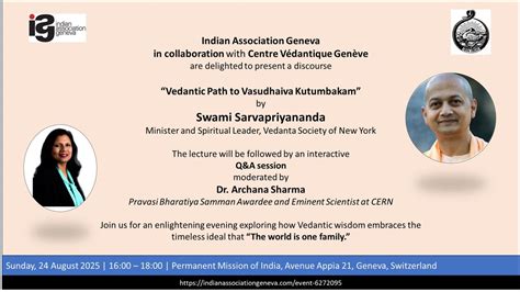 Discourse “Vedantic Path to Vasudhaiva Kutumbakam” by Swami ...