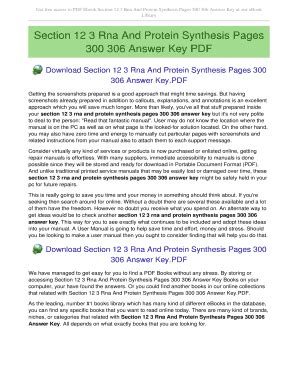 Section 12 3 Rna And Protein Synthesis Answer Key - Fill Online ...