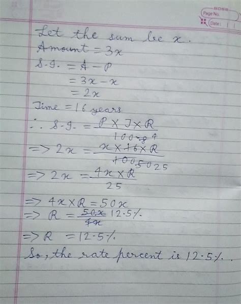 At what rate percent per annum simple interest will a sum treble itself ...