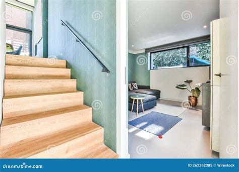 Modern Apartment Interior with a Staircase Leading To the Second Floor ...