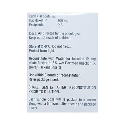 Pacliaqualip 100 MG Injection (1): Uses, Side Effects, Price & Dosage ...