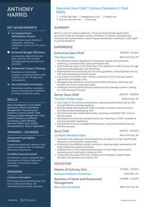 15 Sous-Chef Resume Examples & Guide for 2025