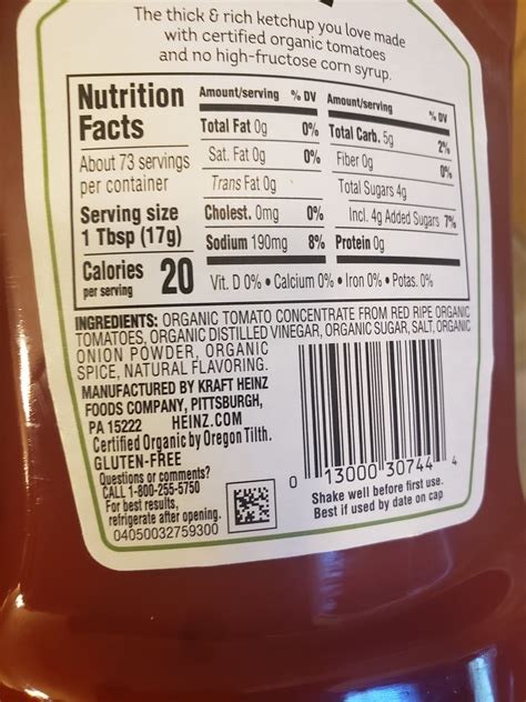 Heinz Tomato Ketchup Ingredients