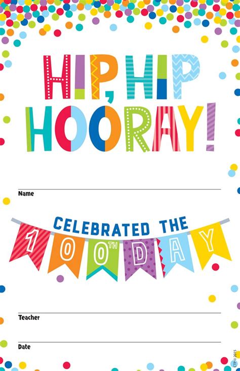 Creative Teaching Press Hooray for the 100th Day! Award (1314) : Amazon ...